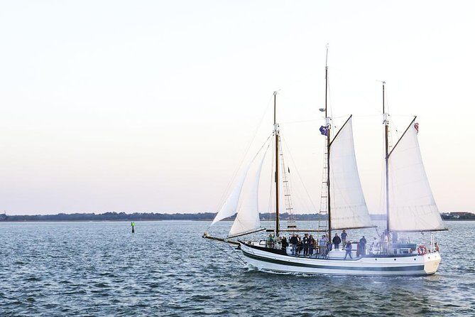 Afternoon Schooner Sightseeing Dolphin Cruise on Charleston Harbor - Boarding Schooner Pride at Aquarium Wharf: sails, shade, and the “ask questions” style