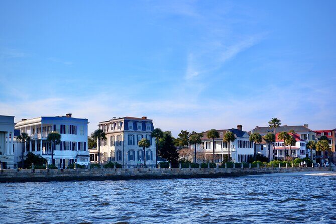 Charleston Harbor Sunset Cruise - Passing under Ravenel Bridge and spotting downtown from the water