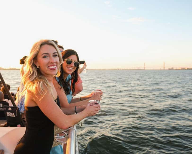 Charleston Harbor Sunset Cruise with Music & Onboard Bar - The route: Fort Sumter, downtown, Ravenel Bridge, USS Yorktown