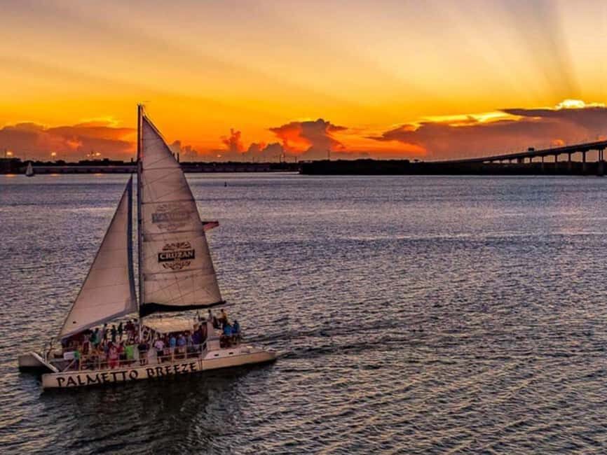Charleston Harbor Sunset Cruise with Music & Onboard Bar - The Palmetto Breeze catamaran: comfort that actually helps at sunset